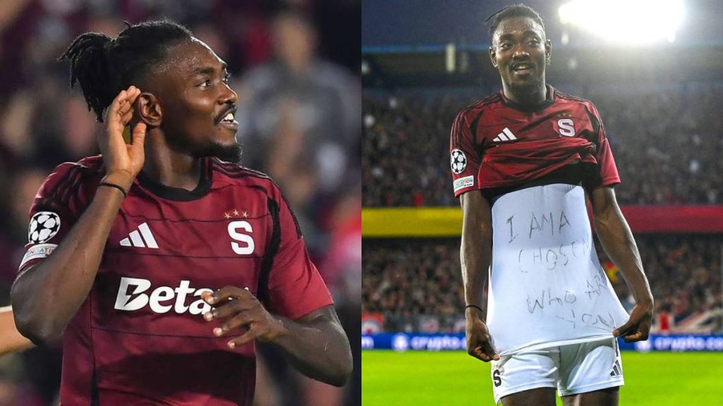 Nigerian striker celebrates Champions League goal with I am a Chosen